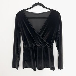 Long Sleeve Velvet Wrap Top